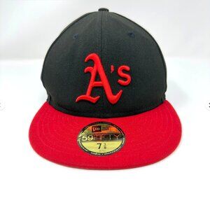 New Era 59FIFTY Oakland Athletics Fitted Hat Black Red Size 7 3/8